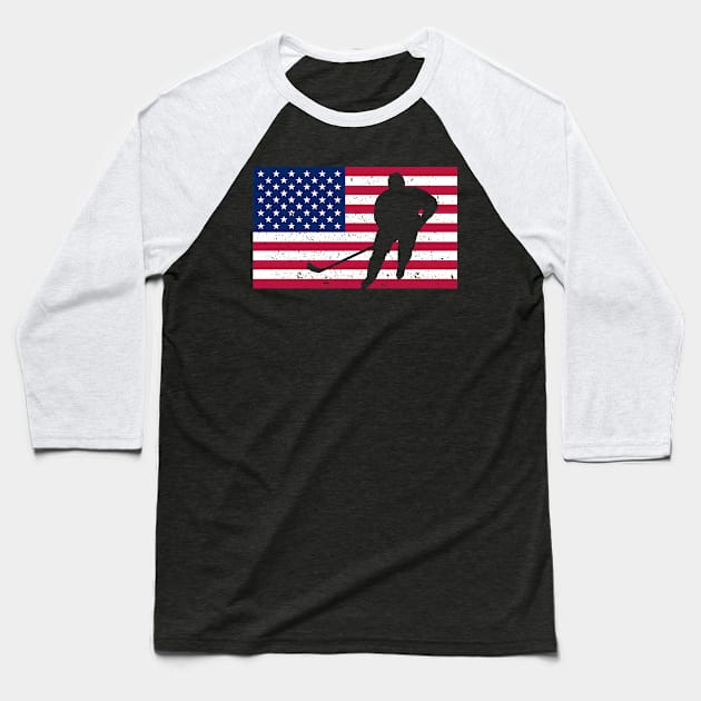 American Ice Hockey Fan Baseball T-Shirt by RJCatch